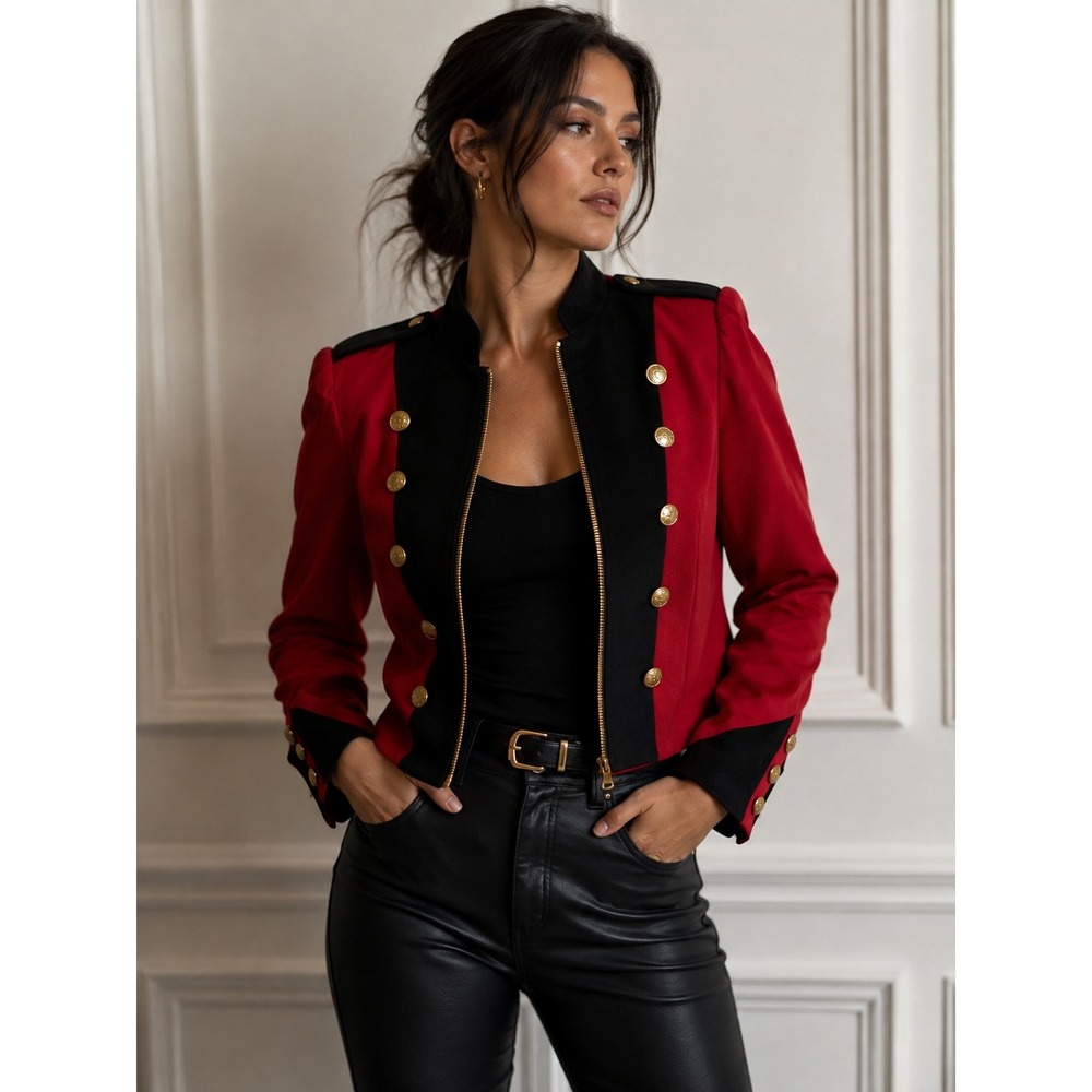 NWT GAP Limited Edition Femme Band Jacket Military Style Red Black Gold XS